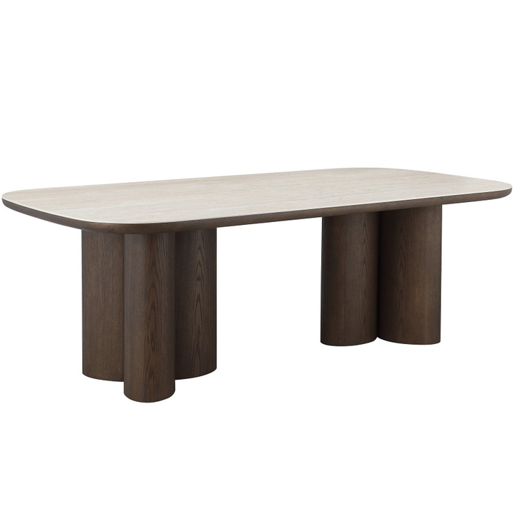 Rectangular Castello Dining Table in wood finish, 2.2 meters long, ideal for large dining rooms and family gatherings.