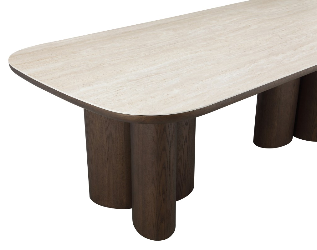 Large Castello dining table measuring 2.2 meters with a sleek wooden surface and sturdy legs for modern dining rooms.