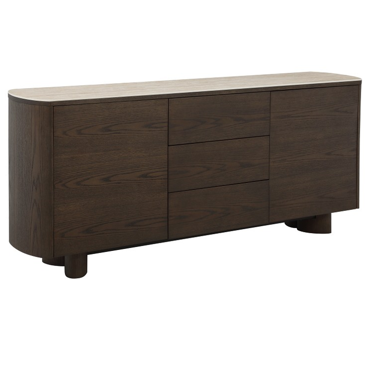 Modern Castello sideboard buffet with wooden finish and sleek design, featuring multiple storage compartments and minimalist style.