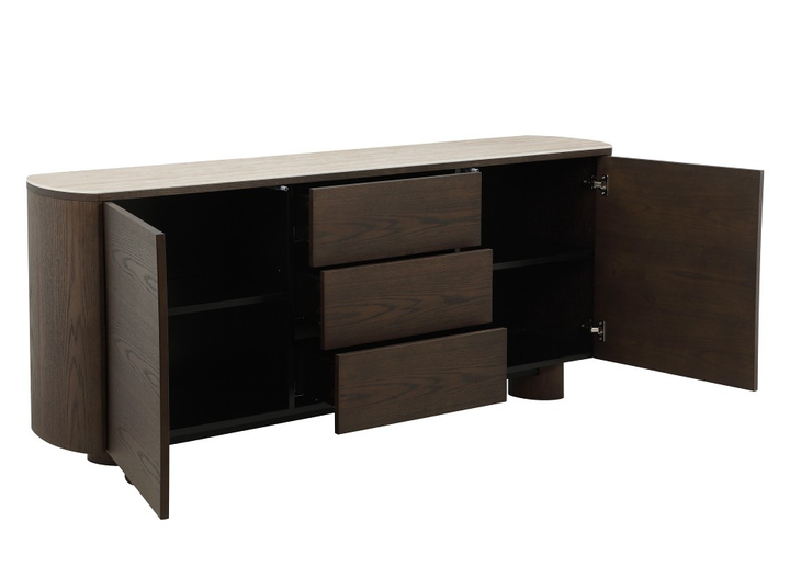 Modern Castello sideboard buffet with sleek wood finish and minimalist design, featuring multiple storage compartments.