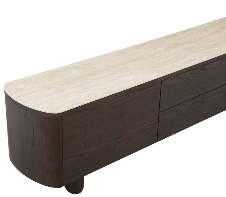 Modern Castello TV unit with sleek storage compartments and a spacious top surface for entertainment devices and decor.