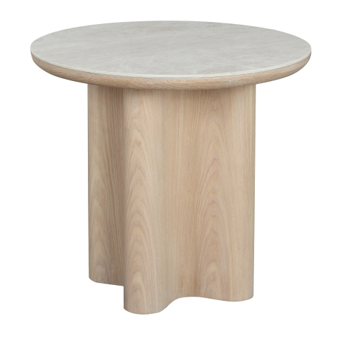 Close-up of the Palisades side table showing its sleek wooden surface and modern design for living room decor.