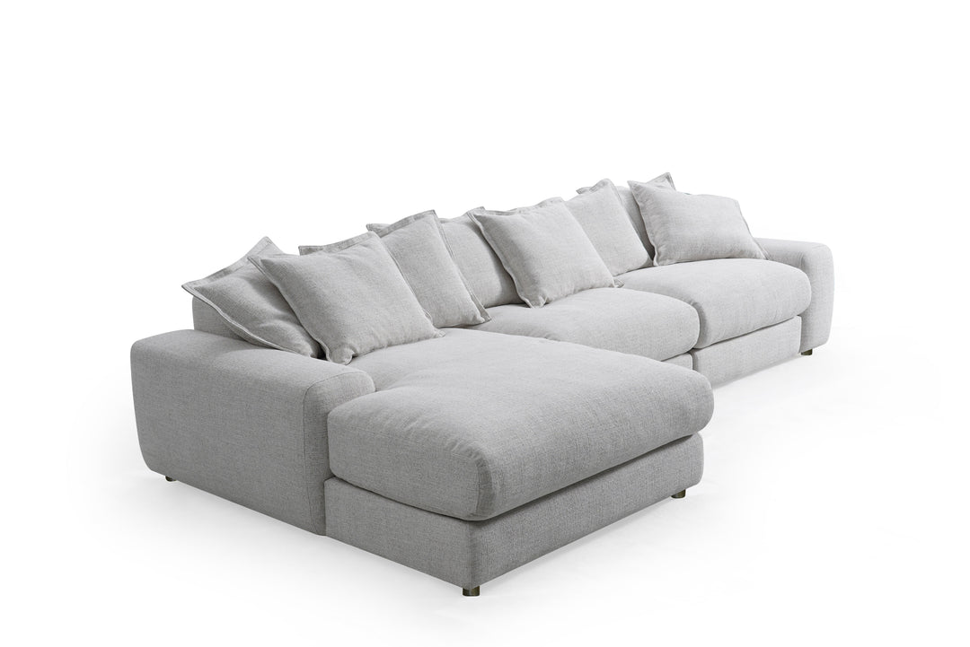 Corner sofa with plush fabric and modern design, featuring left-hand facing configuration, ideal for cozy living room seating.