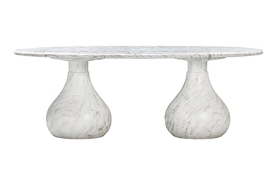 Aqua Oval Dining Table Marble Finish