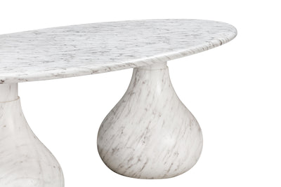 Aqua Oval Dining Table Marble Finish