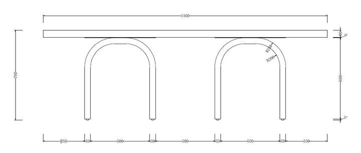 Triomphe Dining Table Black - 2.4m