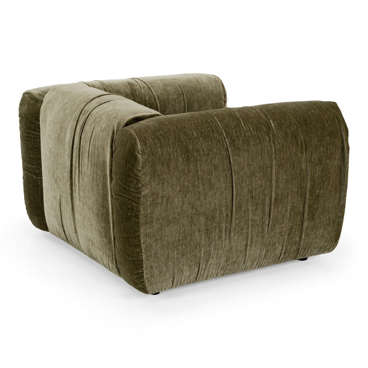 Light gray Aurora 1 Seater sofa with plush fabric and sleek modern design, ideal for compact living spaces.