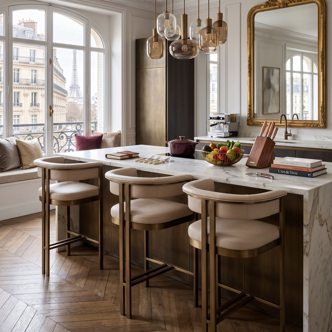 Sheikh Bar Stool Pebble Vegan Leather