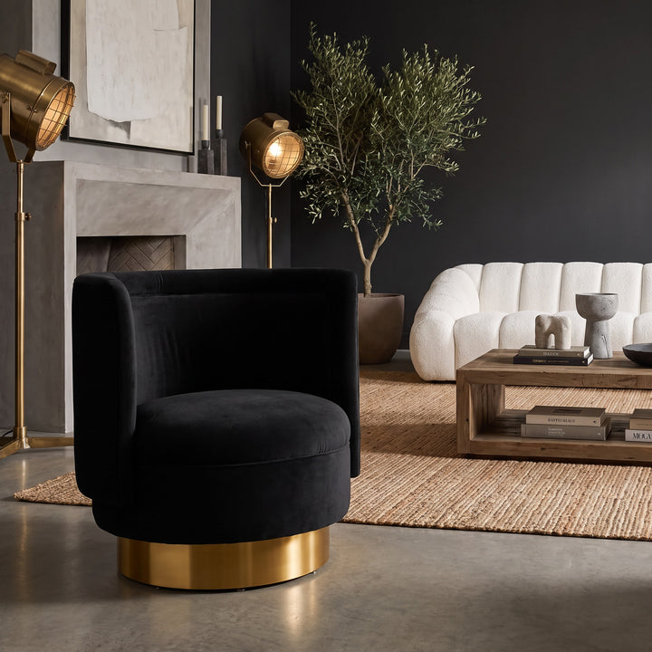 Bismarque Swivel Chair Black Velvet