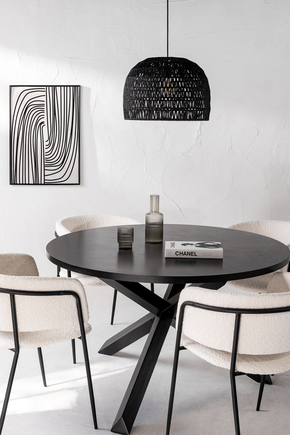 Nell Dining Chair Boucle - Black Frame