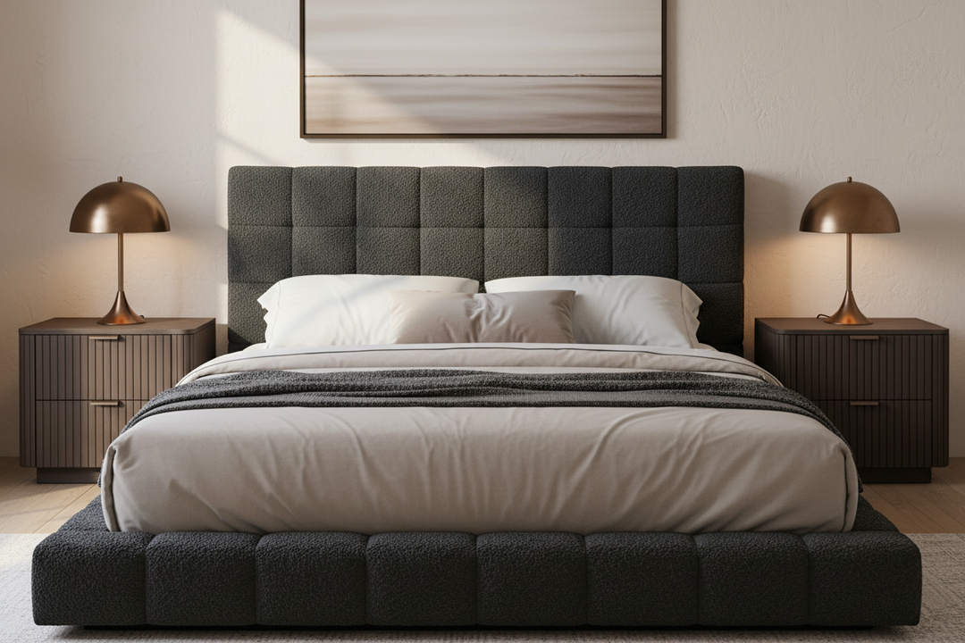 Highlands King Bed Black Boucle