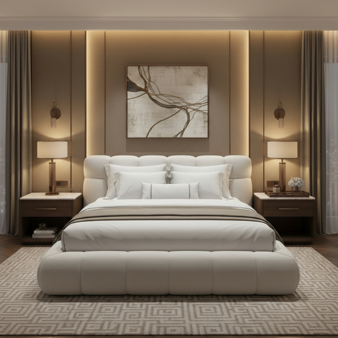 Tropez Queen Bed Beige