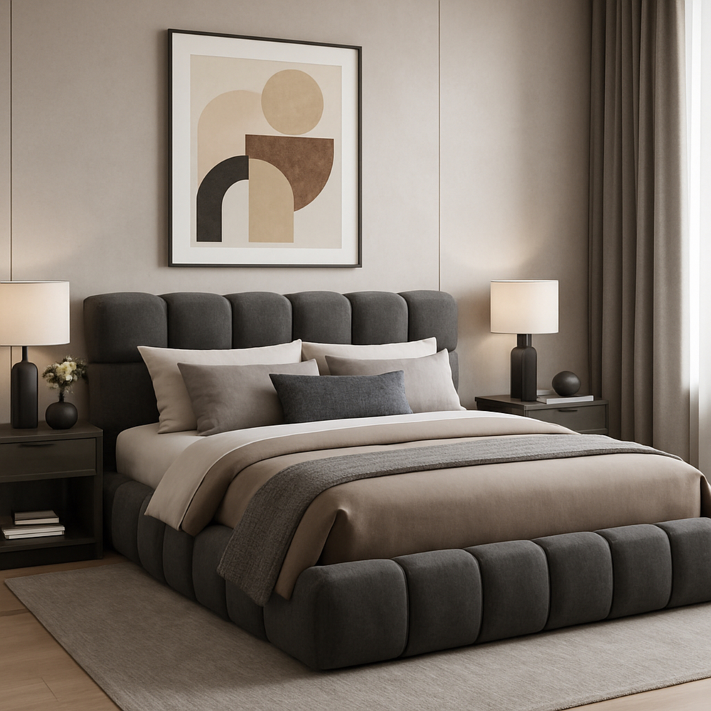 Tropez Queen Bed Charcoal - Future Classics Furniture