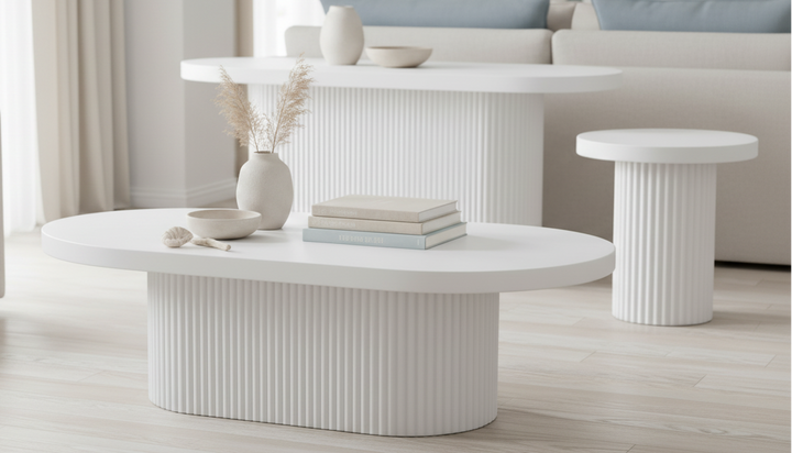 Modern Bondi Console Table with sleek wooden surface and minimalist design, ideal for entryways or living rooms.