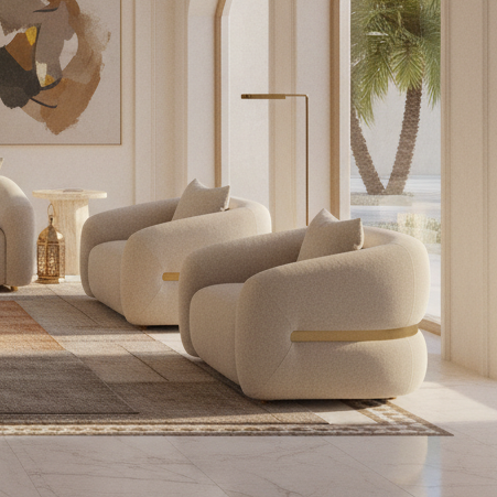 Petra 1 Seater Occasional Chair with modern design, featuring a sleek frame and plush upholstery in a stylish living room setting.