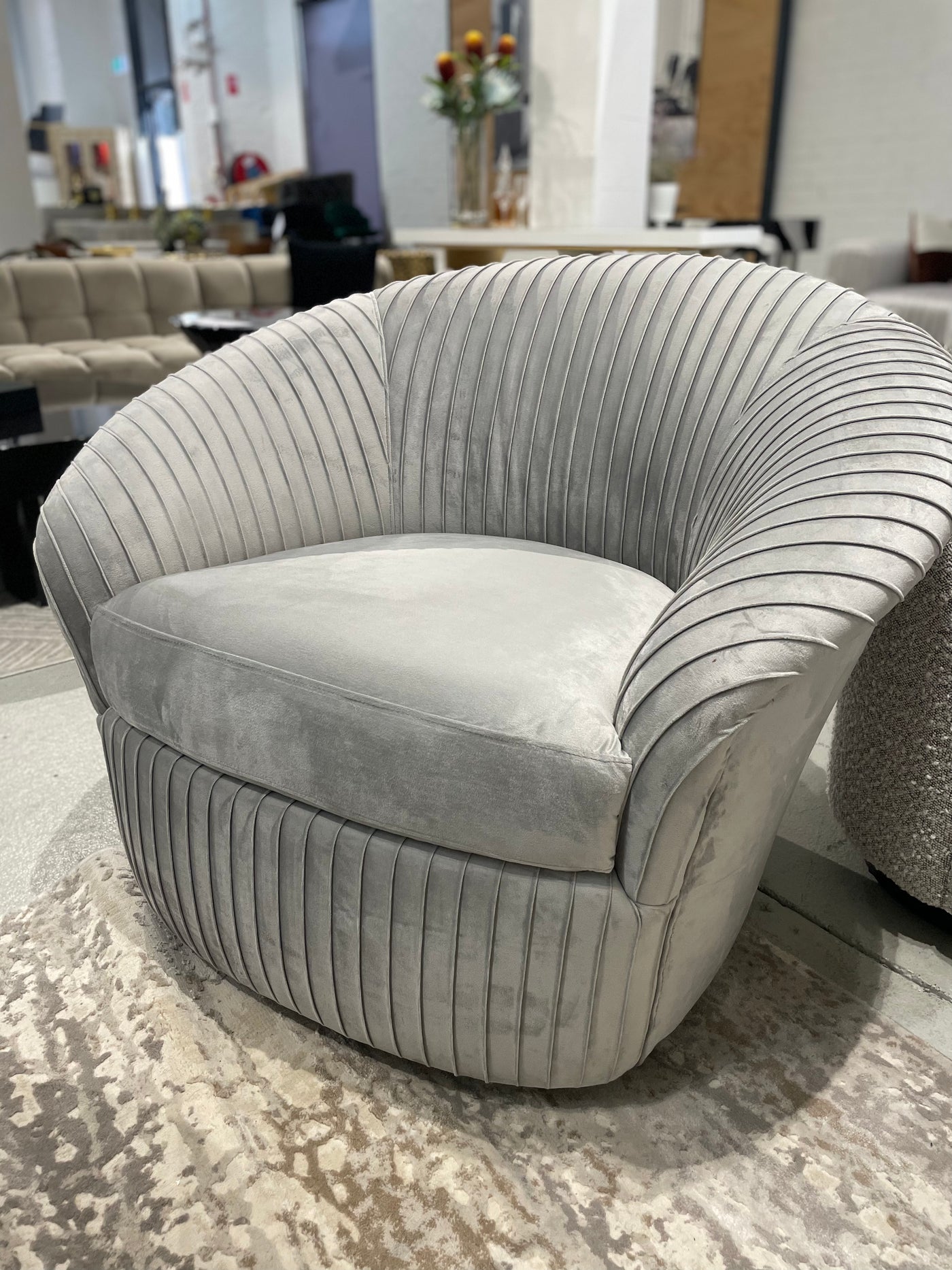 Swivel Chair/Arm Chair/Occasional Chair (Grey Velvet) - Rhodes – Future ...