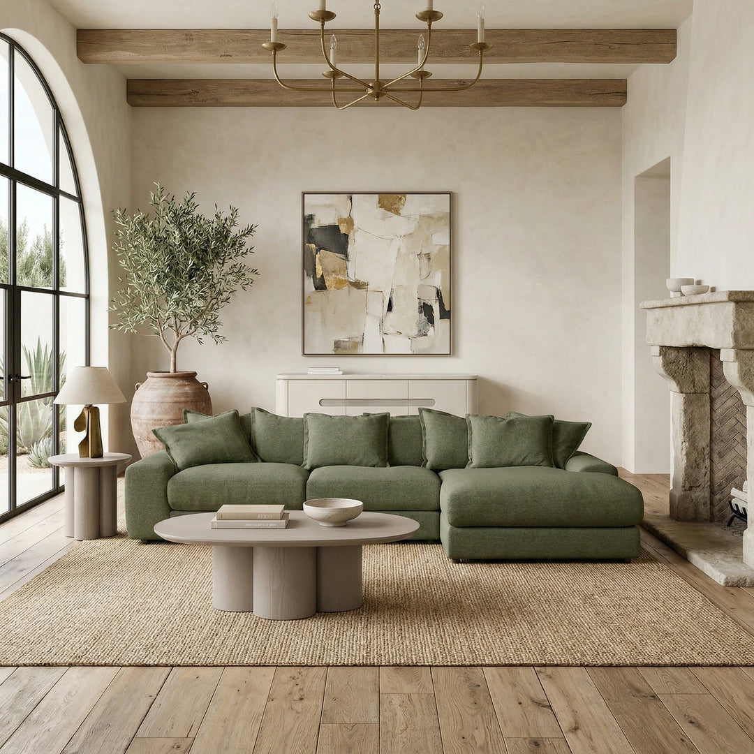 Cuddly Modular Sofa RHF Moss Green