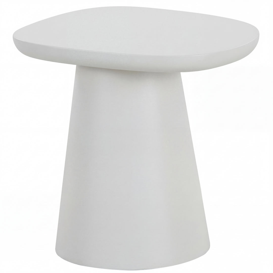 White Trieste side table with sleek, modern design, featuring a deep etched surface and minimalist style for contemporary interiors.