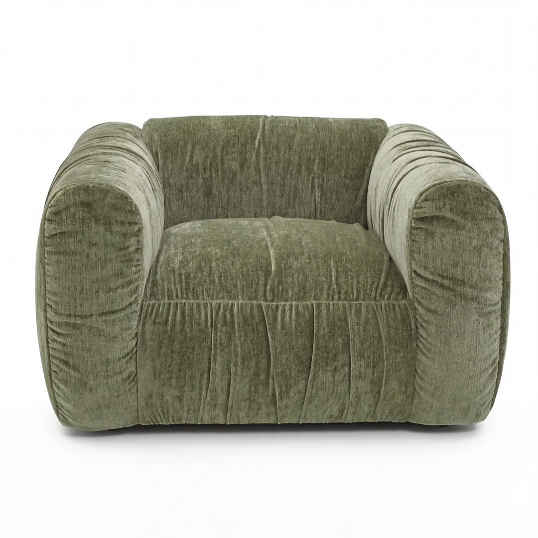 Aurora 2 Seater Sofa in fabric with banana yellow color, featuring plush cushions and modern design.