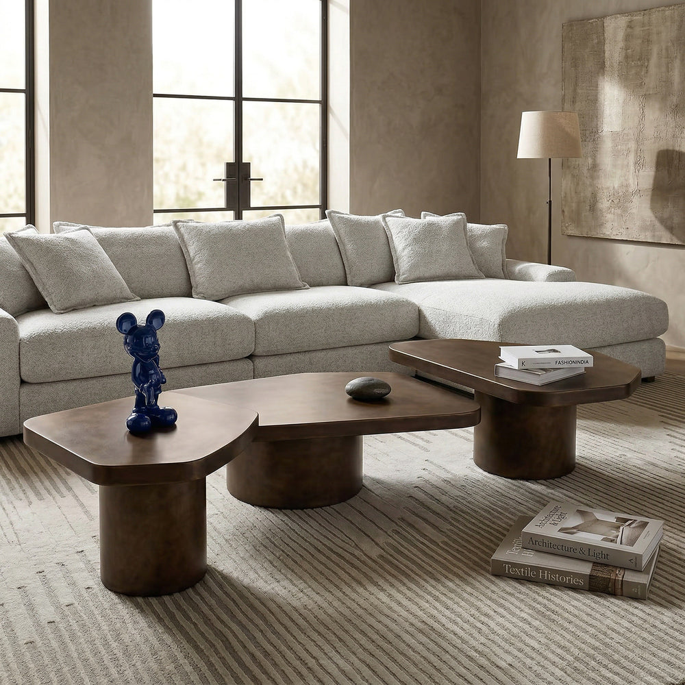 Small Liguria Coffee Table in dark bronze brown finish, showcasing sleek design and smooth surface.