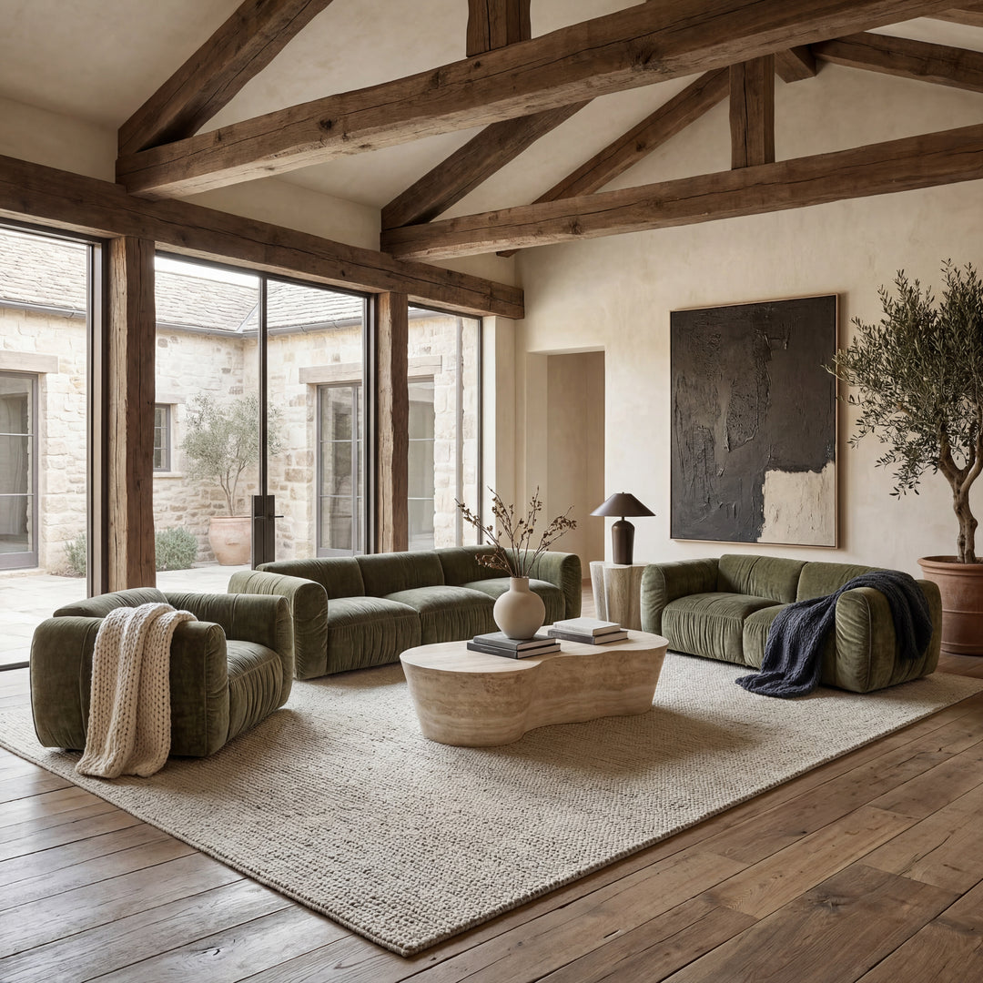 Aurora 3-seater sofa in neutral fabric, featuring plush cushions and modern design for comfortable living room seating