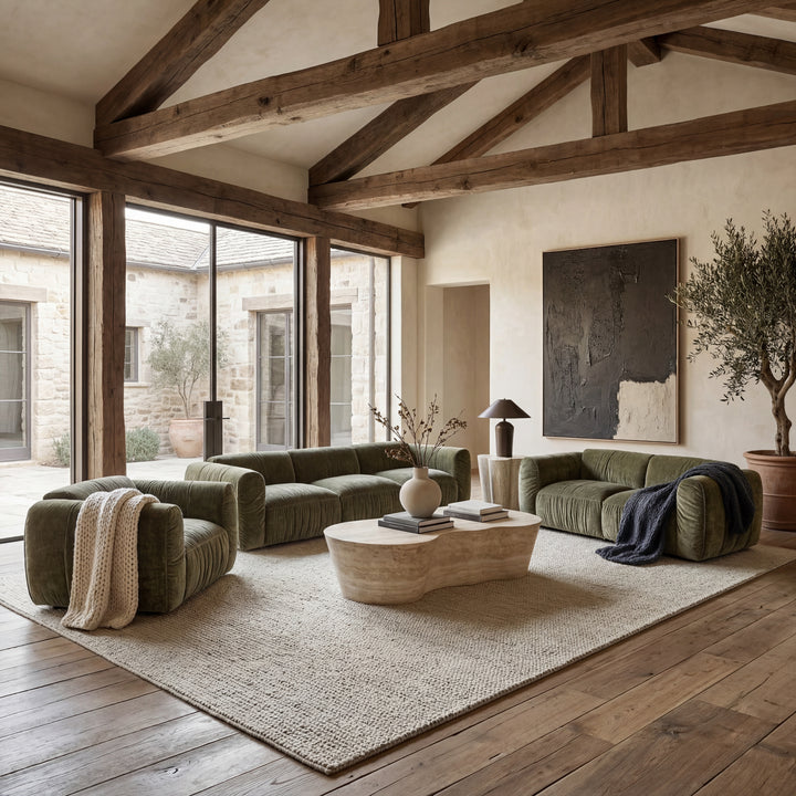 Aurora 3-seater sofa in neutral fabric, featuring plush cushions and modern design for comfortable living room seating