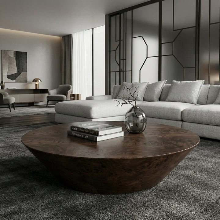 Dark burl finish Tenerife Large Coffee Table from the Coffee Tables collection, showcasing a sleek, modern wooden design.
