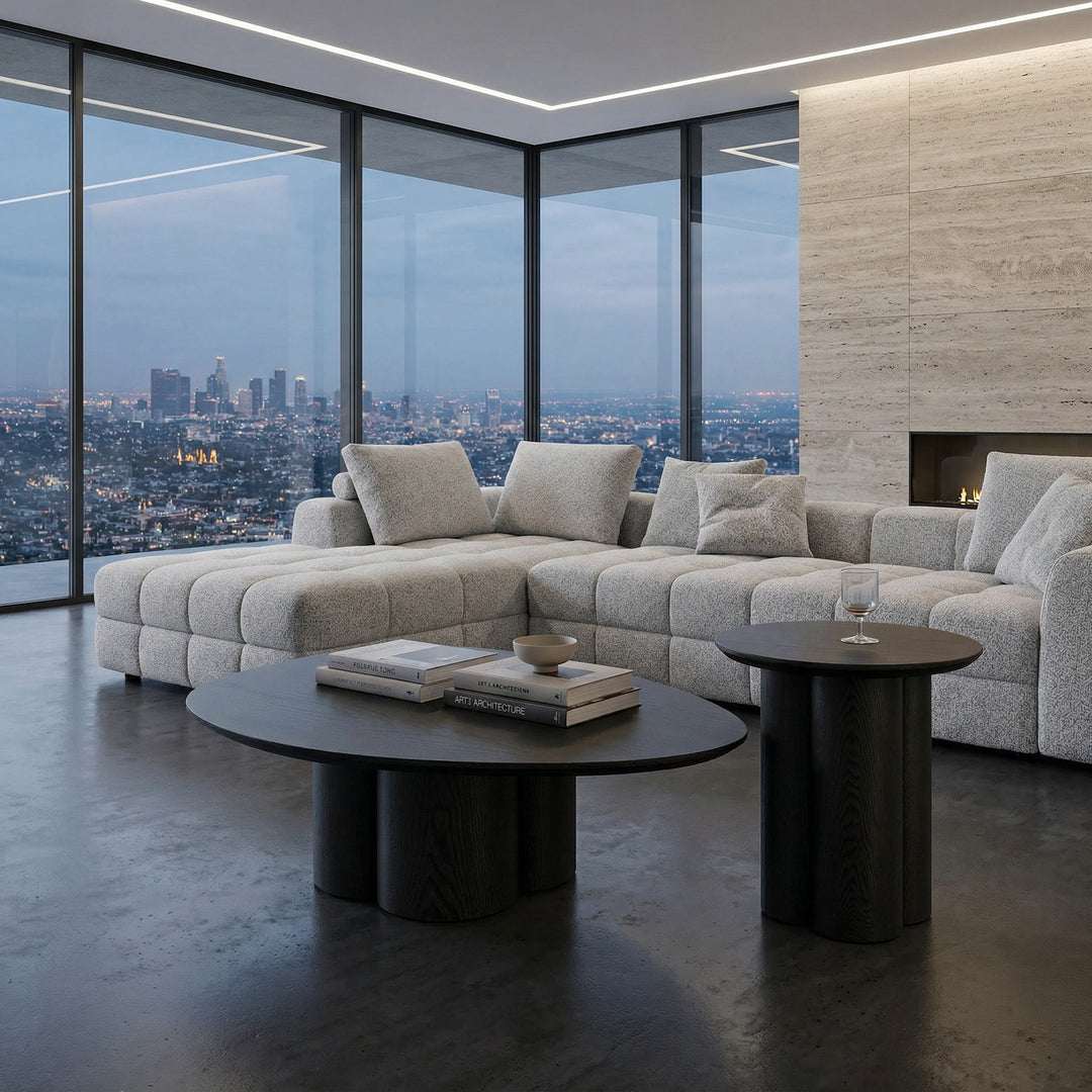 Small black oak finish coffee table from the Cetiri coffee tables collection, featuring a sleek, modern design.