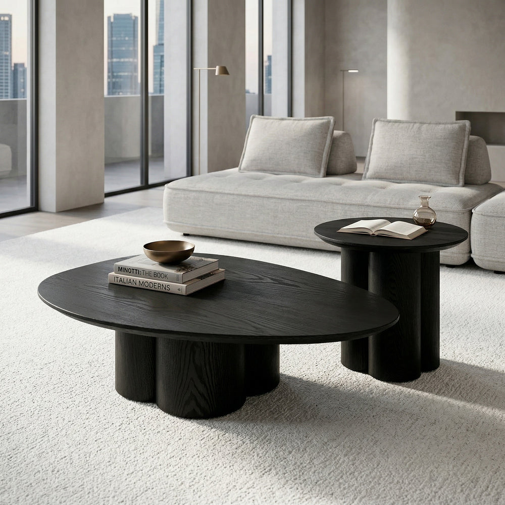 Black oak finish Cetiri side table with sleek design, featuring a compact, modern style ideal for living room or bedroom decor.