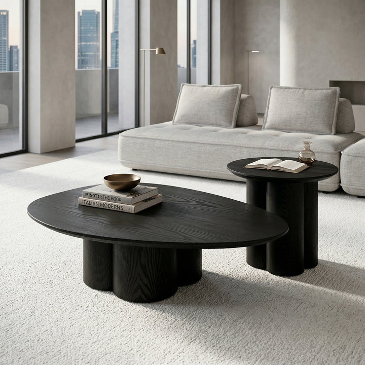 Black oak finish Cetiri side table with sleek design, featuring a compact, modern style ideal for living room or bedroom decor.