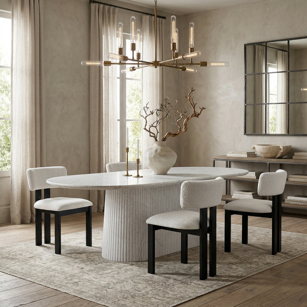 Verona 1.8m marble-look dining table with sleek, modern design and smooth surface, ideal for contemporary dining rooms.
