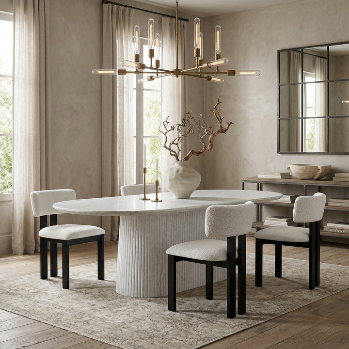 Verona 1.8m marble-look dining table with sleek, modern design and smooth surface, ideal for contemporary dining rooms.