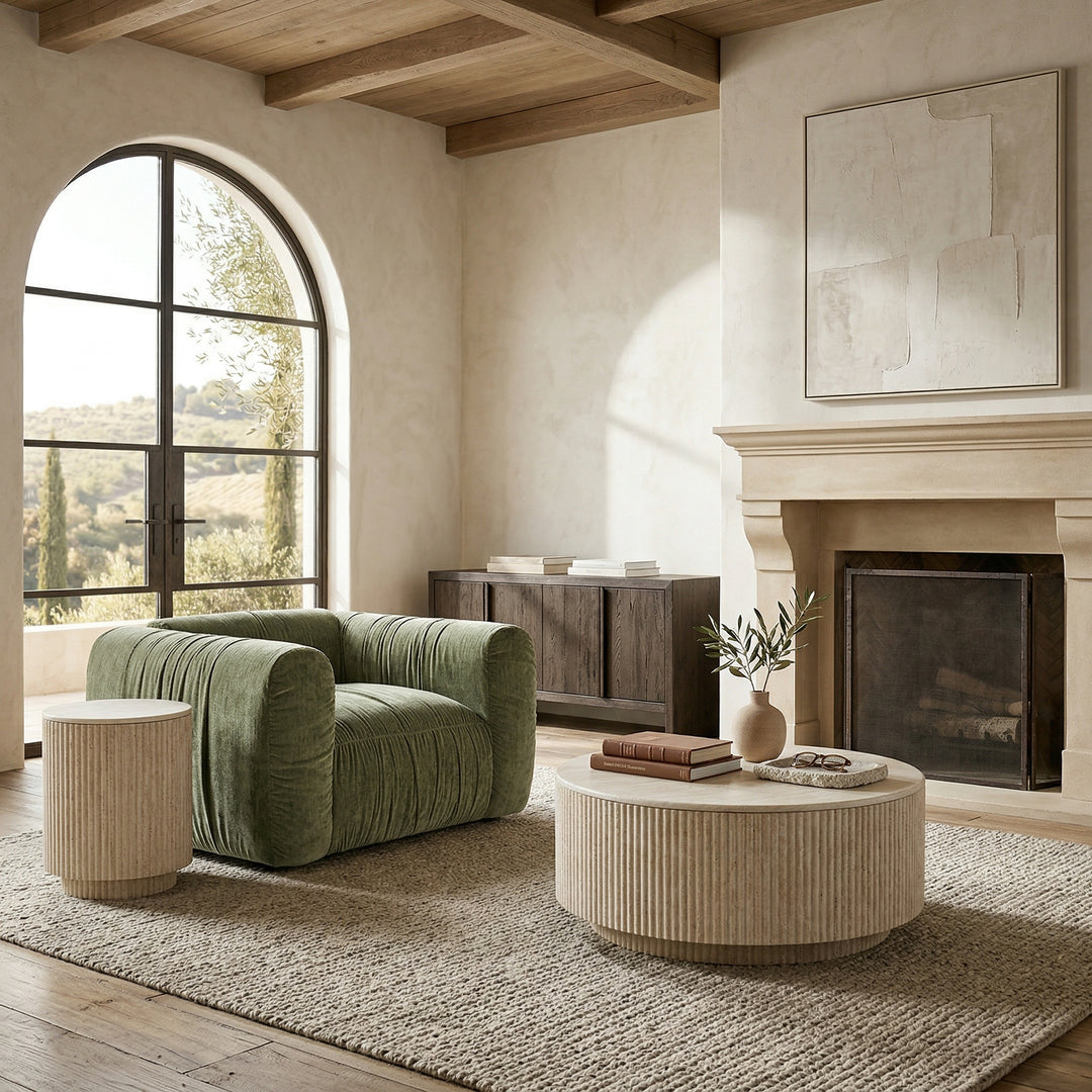 Nano banana-colored Aurora 1 seater sofa showing a modern single-seat design with fabric upholstery and plush cushioning.