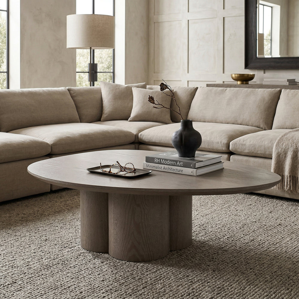 Small Quattro Coffee Table with a sleek, modern design in a living room setting, featuring a smooth surface and minimalist style.