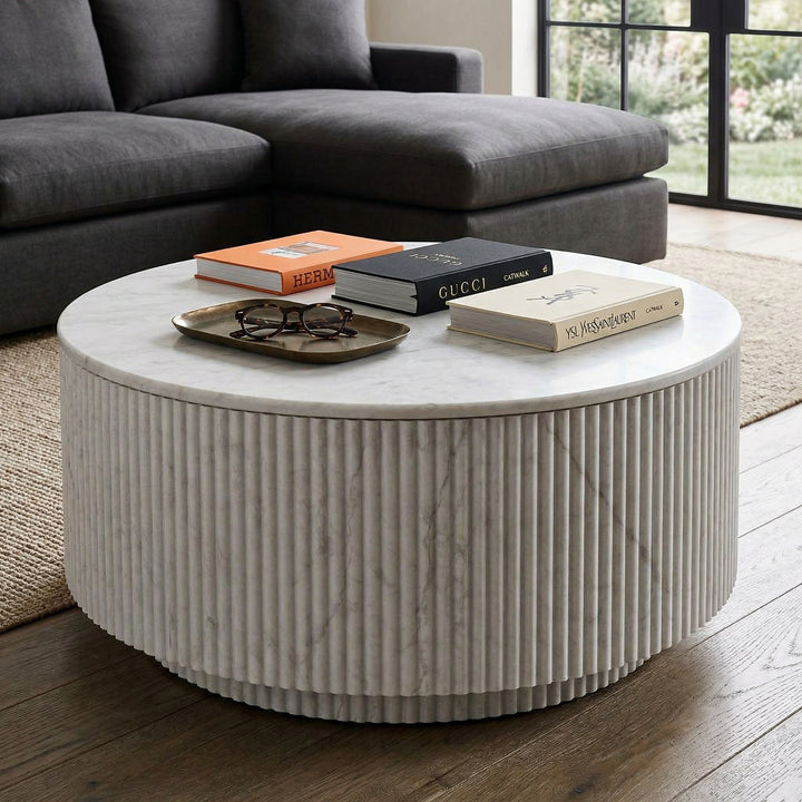 Contemporary Verona Coffee Table in a modern living room setting, featuring a sleek surface and minimalist design.