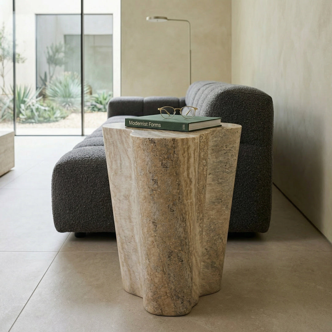 Wayva Side Table Travertine Finish