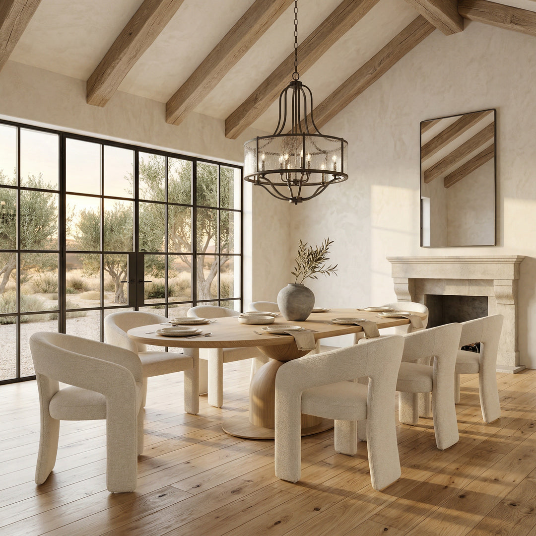 Light cream Athens dining chair with sleek modern design, featuring a cushioned seat and wooden legs.