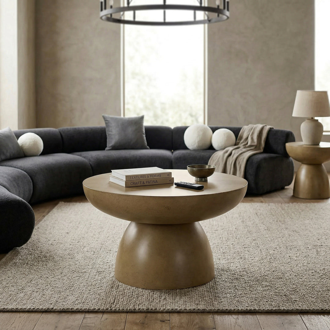 Katsura Side Table from Nano Banana, showcasing a modern wooden side table placed next to a sofa in a stylish living room setting.