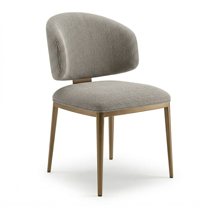 Nano banana-shaped dining chair with a metal frame, featuring a modern design and comfortable seating for dining rooms.