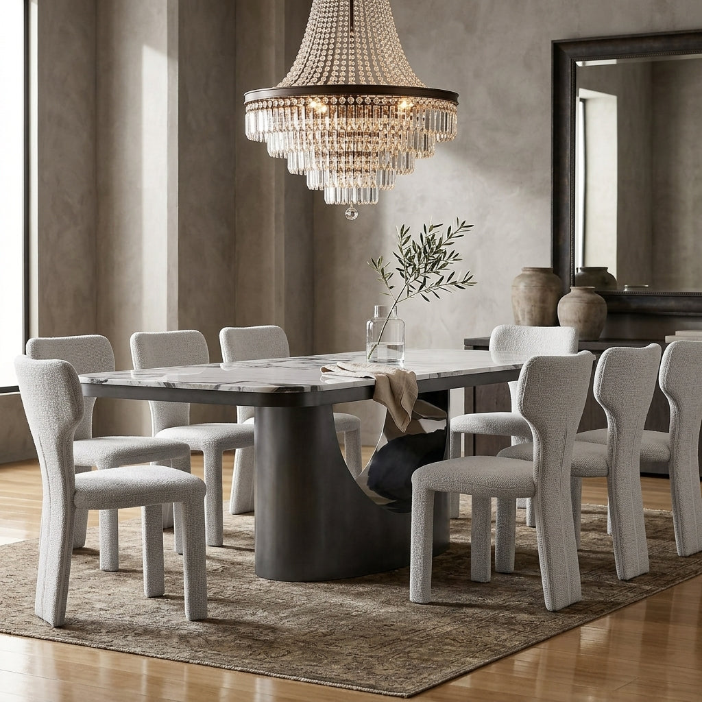 Elegant 2.4m Prestige dining table set in a modern dining room with chairs and stylish decor, perfect for family gatherings