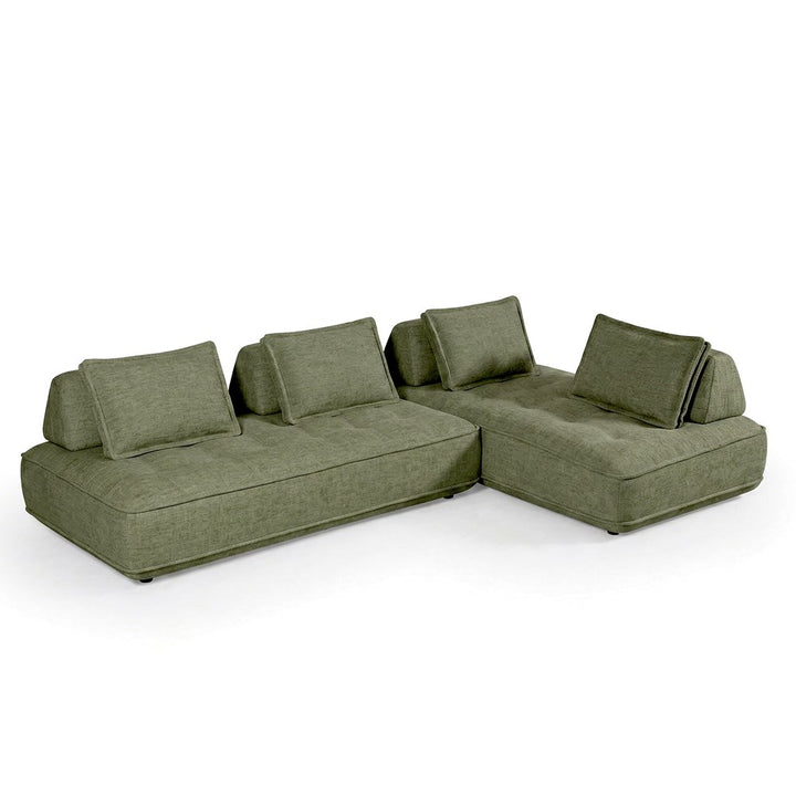 Moss green Cozy Modular Sofa with a contemporary design, featuring plush cushions and a versatile layout for living room comfort.