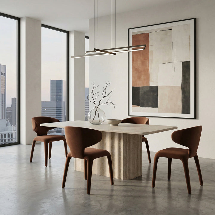 Travertine Tivoli Dining Table, 1.8m, showcasing a sleek, modern design with a natural stone finish and sturdy table construction.