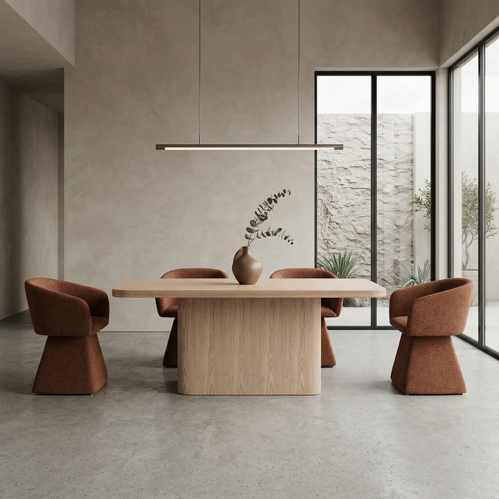 Light oak Colonna dining table, 1.8m rectangular wooden table for dining room, natural finish and sturdy design.
