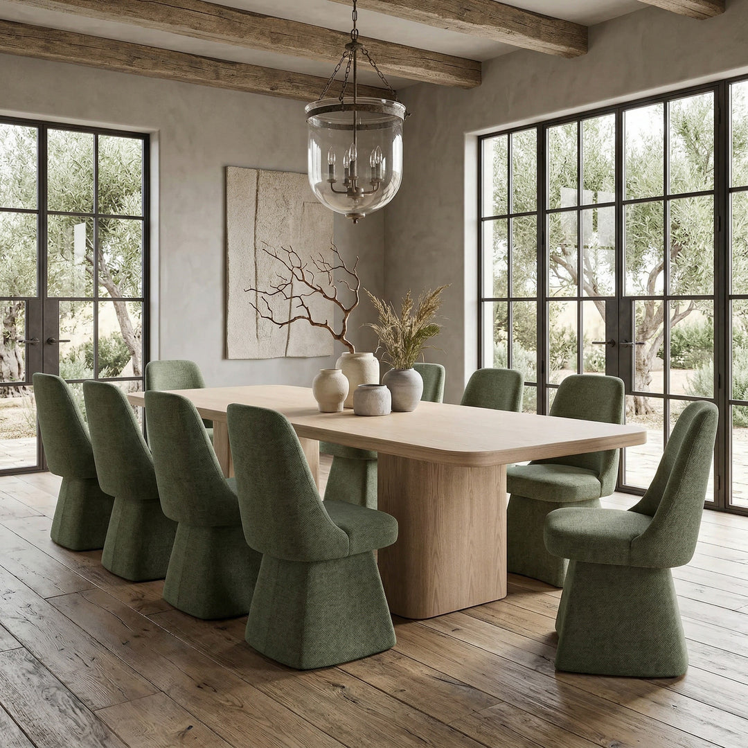 Light oak Colonna dining table, 3m rectangular wooden dining table with smooth finish, ideal for modern dining rooms.