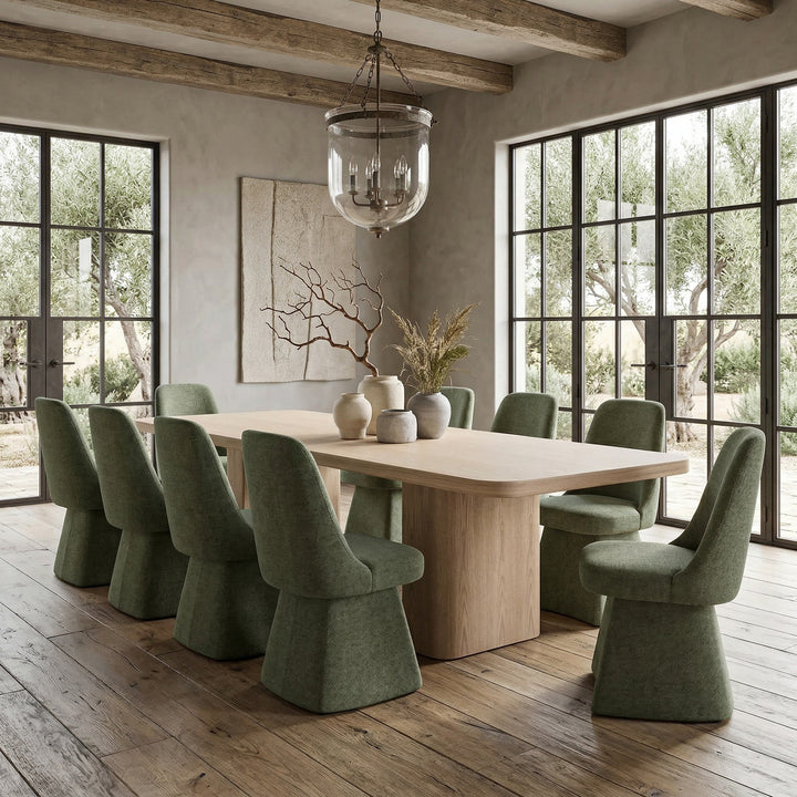 Light oak Colonna dining table, 3m rectangular wooden dining table with smooth finish, ideal for modern dining rooms.