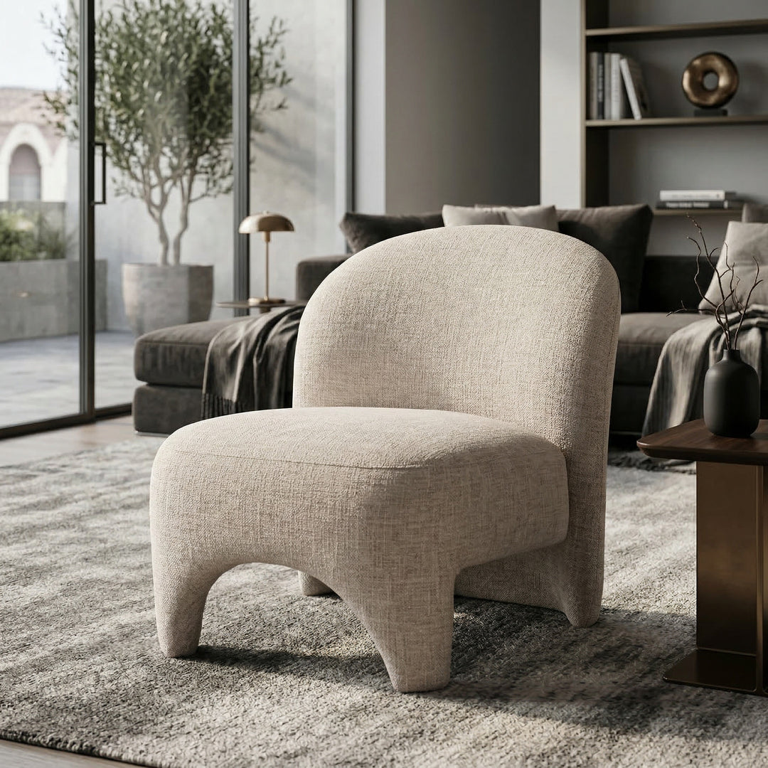 Modern Mona Vale Occasional Chair with a sleek design, featuring a nano banana pattern, perfect for contemporary living rooms.