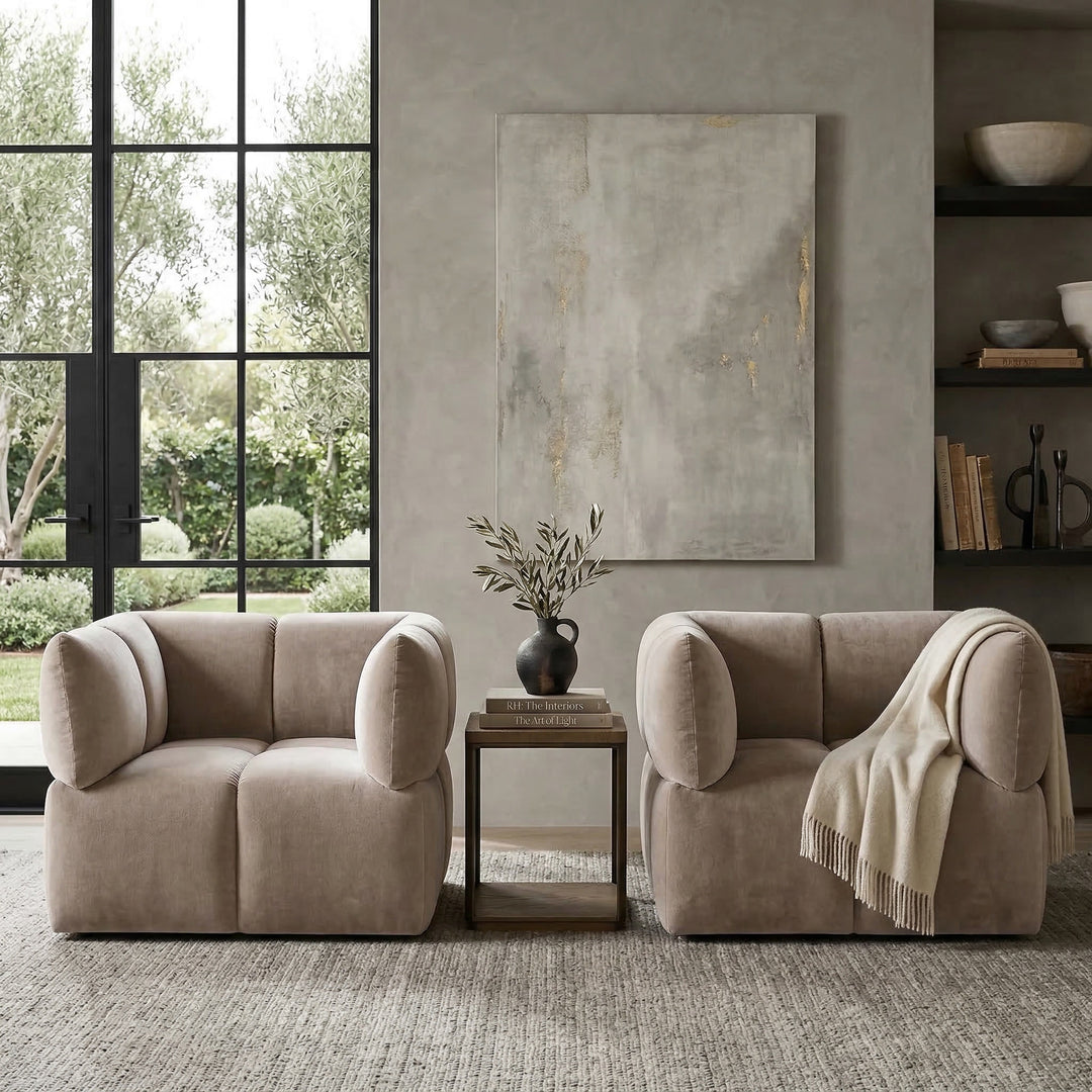 Modern Giovanna 1 Seater Swivel Occasional Chair in a contemporary living room setting with a sleek design.
