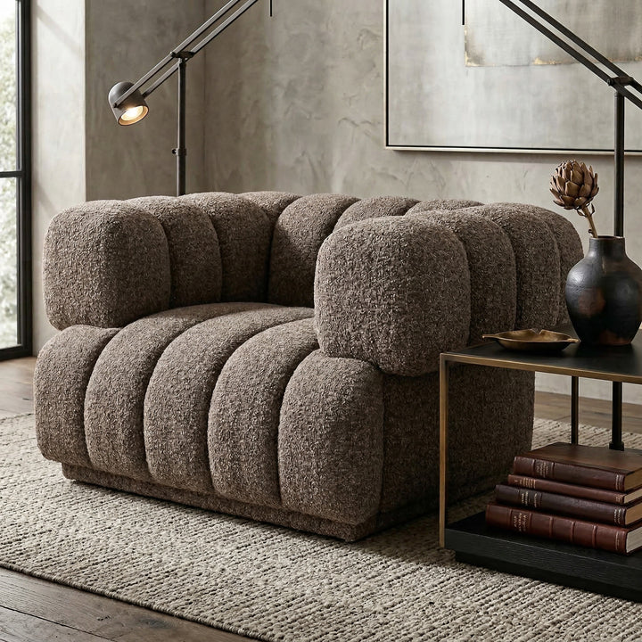 Modern Sardinia 4-seater sofa in neutral fabric with plush cushions, ideal for contemporary living room seating.