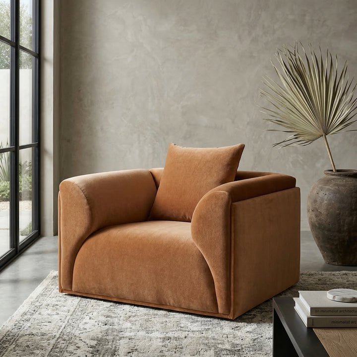 Modern Fiorella 1 Seater sofa in neutral fabric, featuring clean lines and a compact design for stylish living room seating.