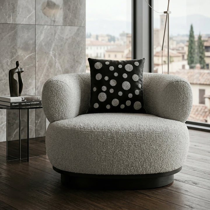 Modern Neptune Grey Boucle Occasional Chair with a sleek design and plush fabric, ideal for stylish living room seating.